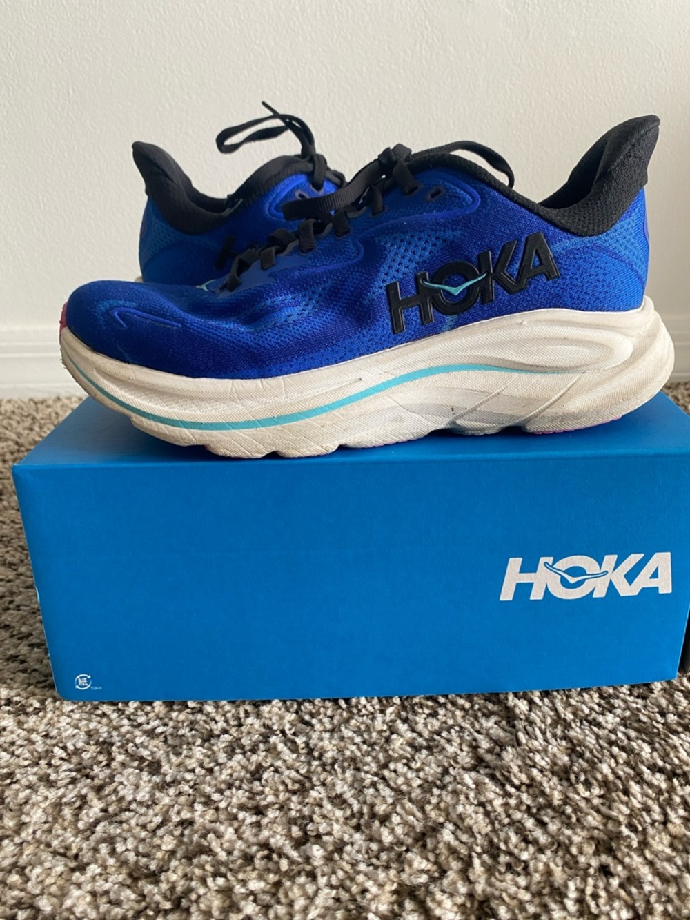 Hoka Clifton 10 Royal Blue and Black Running Sneakers